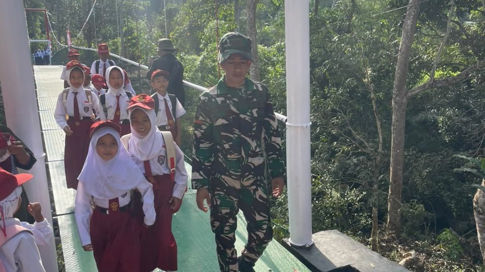 Sasaran TMMD ke-129 Rampung: Jembatan Gantung Permudah Mobilitas Pelajar