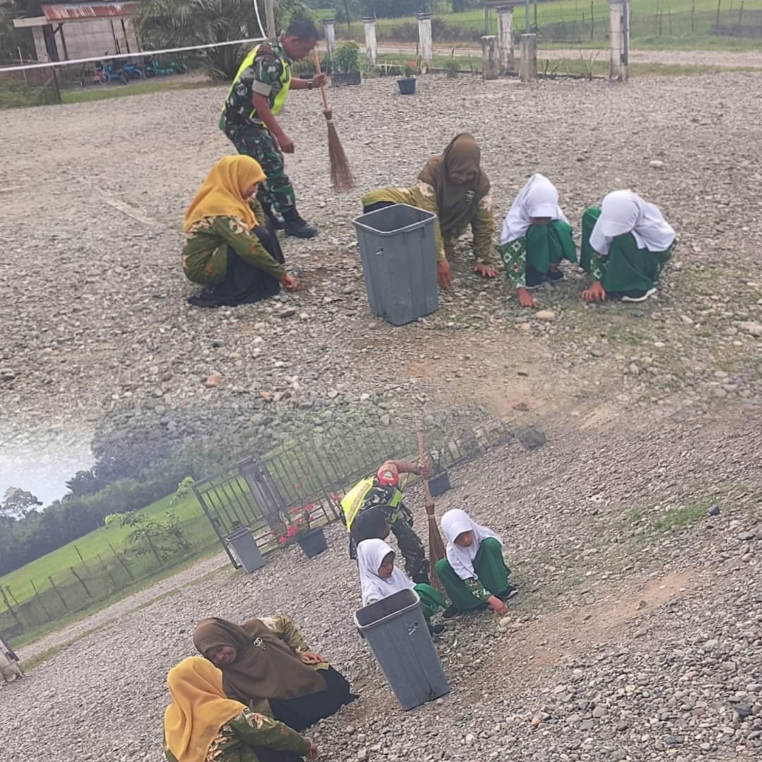 Kodim 0105/Aceh Barat Perkuat Karakter Generasi Muda lewat Edukasi Kebersihan di Sekolah