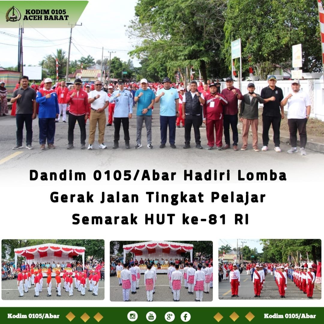 Forkopimda Aceh Barat Lepas Lomba Gerak Jalan Pelajar Semarakkan HUT RI Ke-81