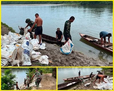 Penyeberangan Material Jadi Kunci, TNI-Warga Genjot Pembangunan Jembatan Cibubukan-Serasah