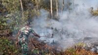 Babinsa Koramil Nanga Tayap Pimpin Pemadaman Karhutla di Ketapang