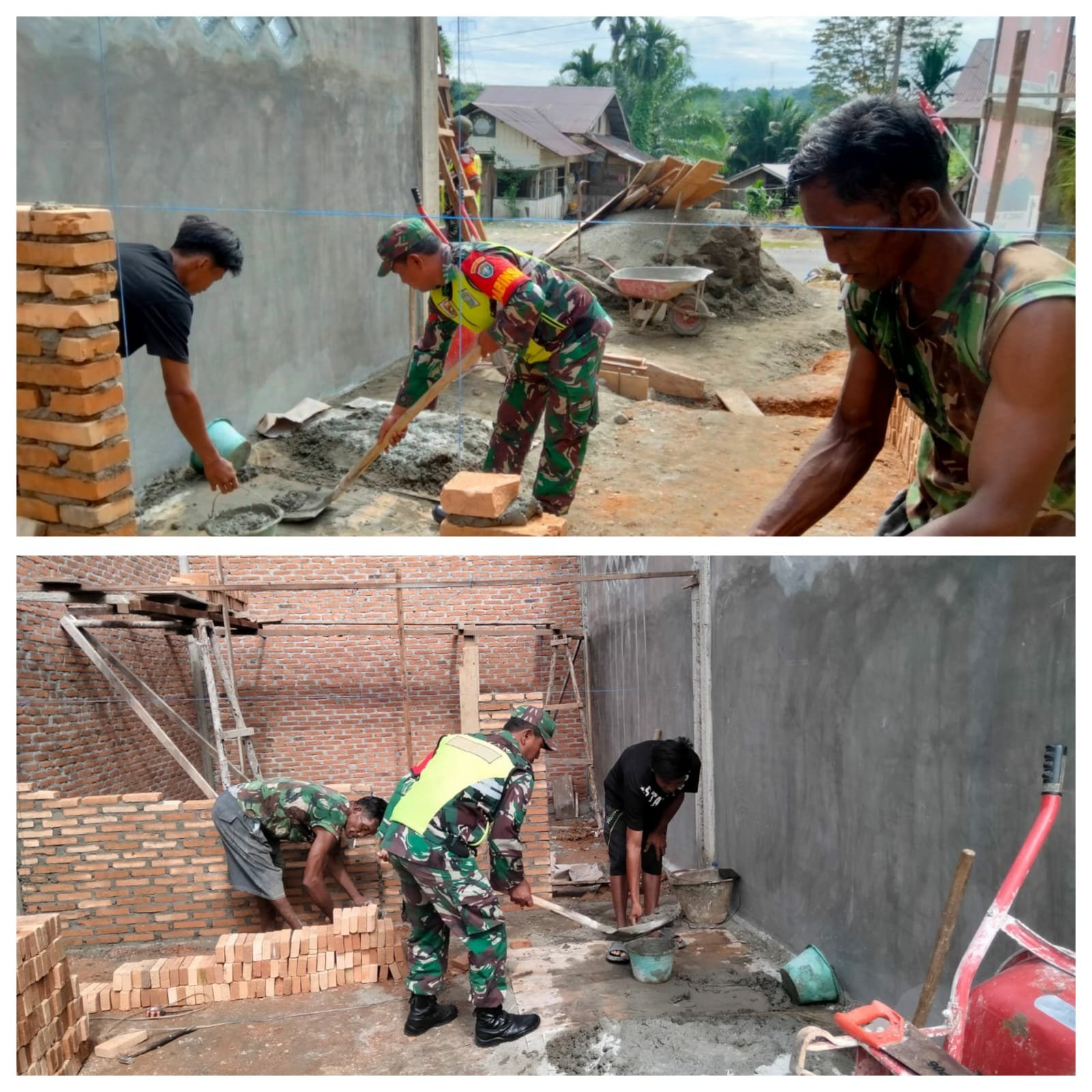 Bukan Sekadar Bertugas, Babinsa Koramil 01/SM Ikut Angkat Material Rumah Warga Aceh Barat