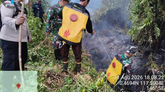 Kebakaran Lahan di Sangatta Utara, Petugas Catat Koordinat 0,4705 N 117,5797 E