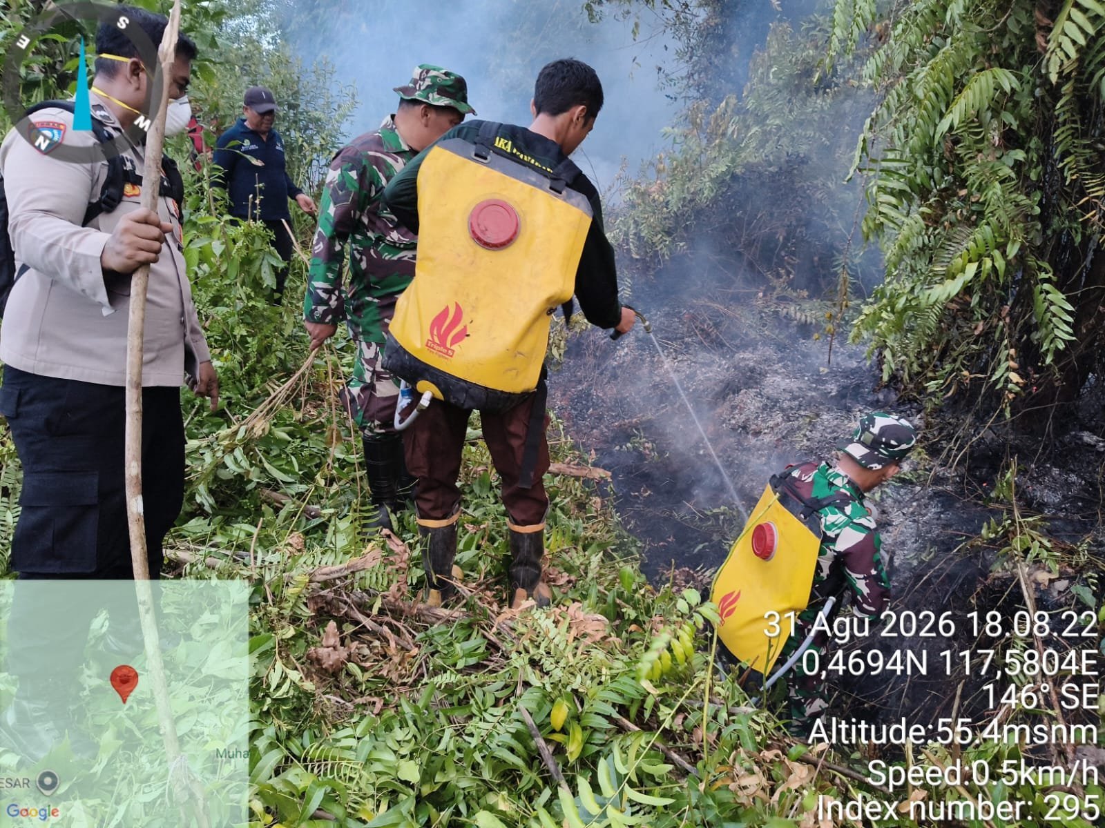 Kebakaran Lahan di Sangatta Utara, Petugas Catat Koordinat 0,4705 N 117,5797 E