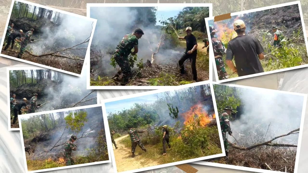 Sigap, Koramil 04/Sultan Daulat Padamkan Api di Kebun Pasir Belo