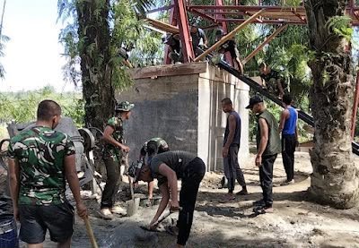 Pengerjaan Pondasi Tiang Pylon Jembatan Perintis Dilakukan Gotong Royong