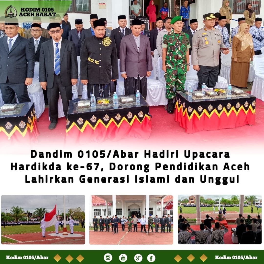 Hardikda Aceh ke-67: Dandim 0105/Abar Diwakili Kasdim, Pesan Sinergi Untuk Pendidikan