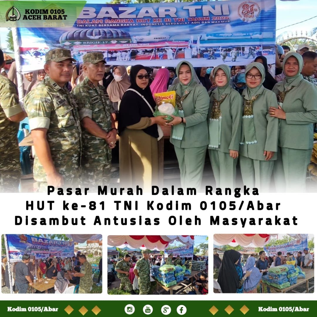 Antusias Warga Aceh Barat Sambut Pasar Murah Kodim 0105/Abar Jelang HUT TNI