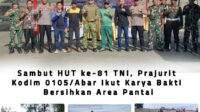 Kodim 0105/Abar Koordinasi Gotong Royong Bersihkan Pantai Sambut HUT TNI