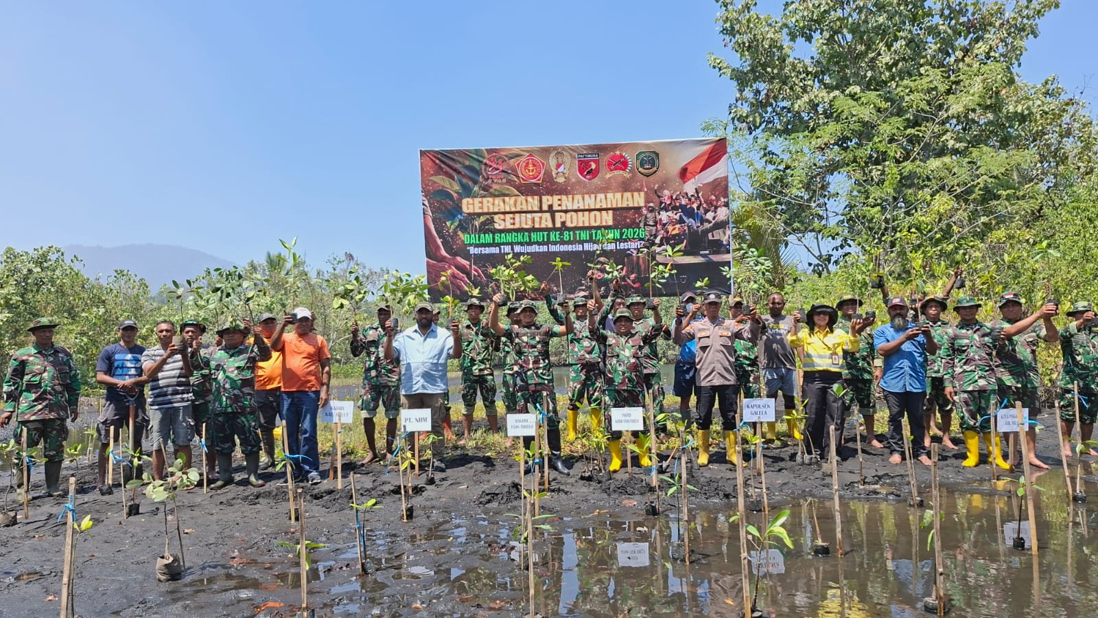 Upaya Cegah Abrasi, Personel Kodim 1508/Tobelo Tanam Sejuta Pohon di Galela