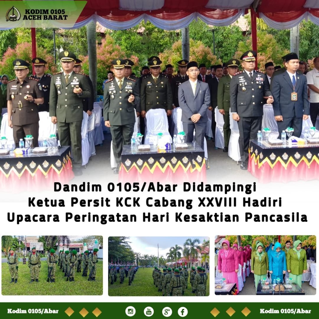 Dandim 0105/Abar dan Ny. Aurora S. Kembaren Hadiri Peringatan Hari Kesaktian Pancasila