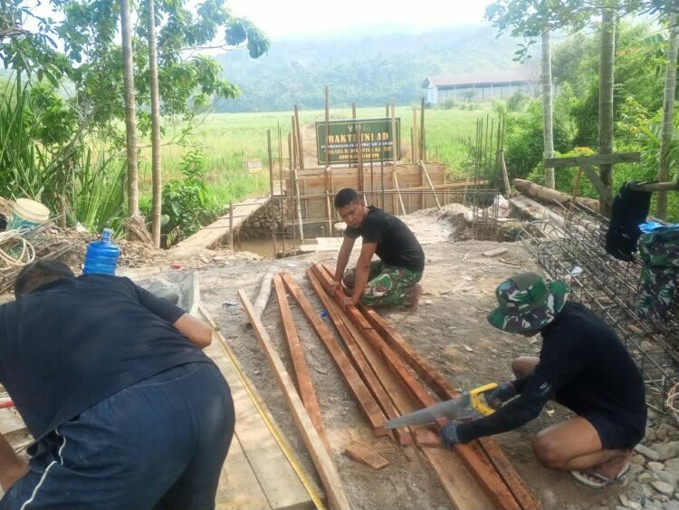 Progres 12 Persen, Persiapan Pembangunan Jembatan Beton Alue Rambot Dijalankan Kodim 0110/Abdya dan Warga