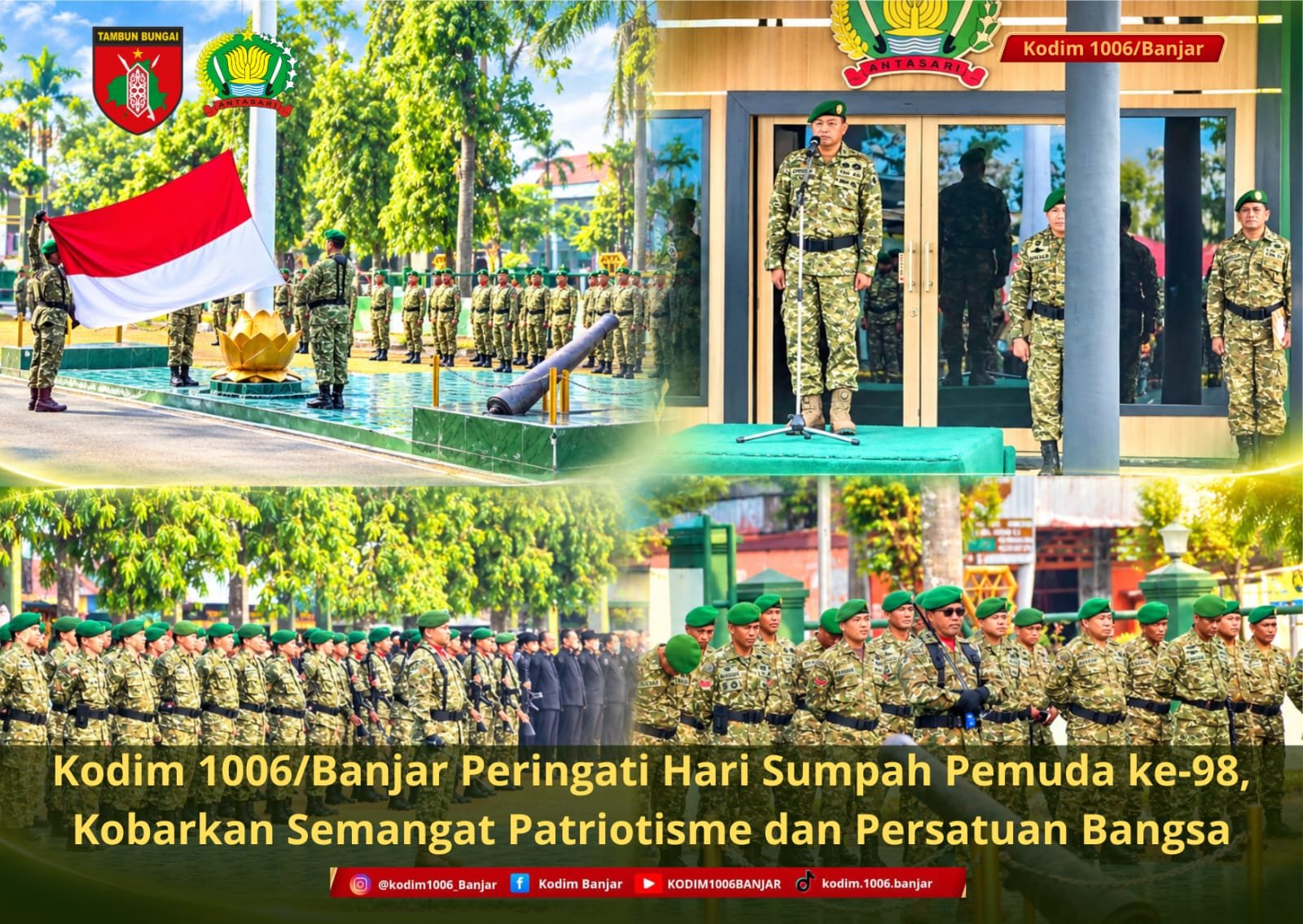 Kodim 1006/Banjar Peringati Hari Sumpah Pemuda ke-98, Kobarkan Semangat Patriotisme dan Persatuan Bangsa