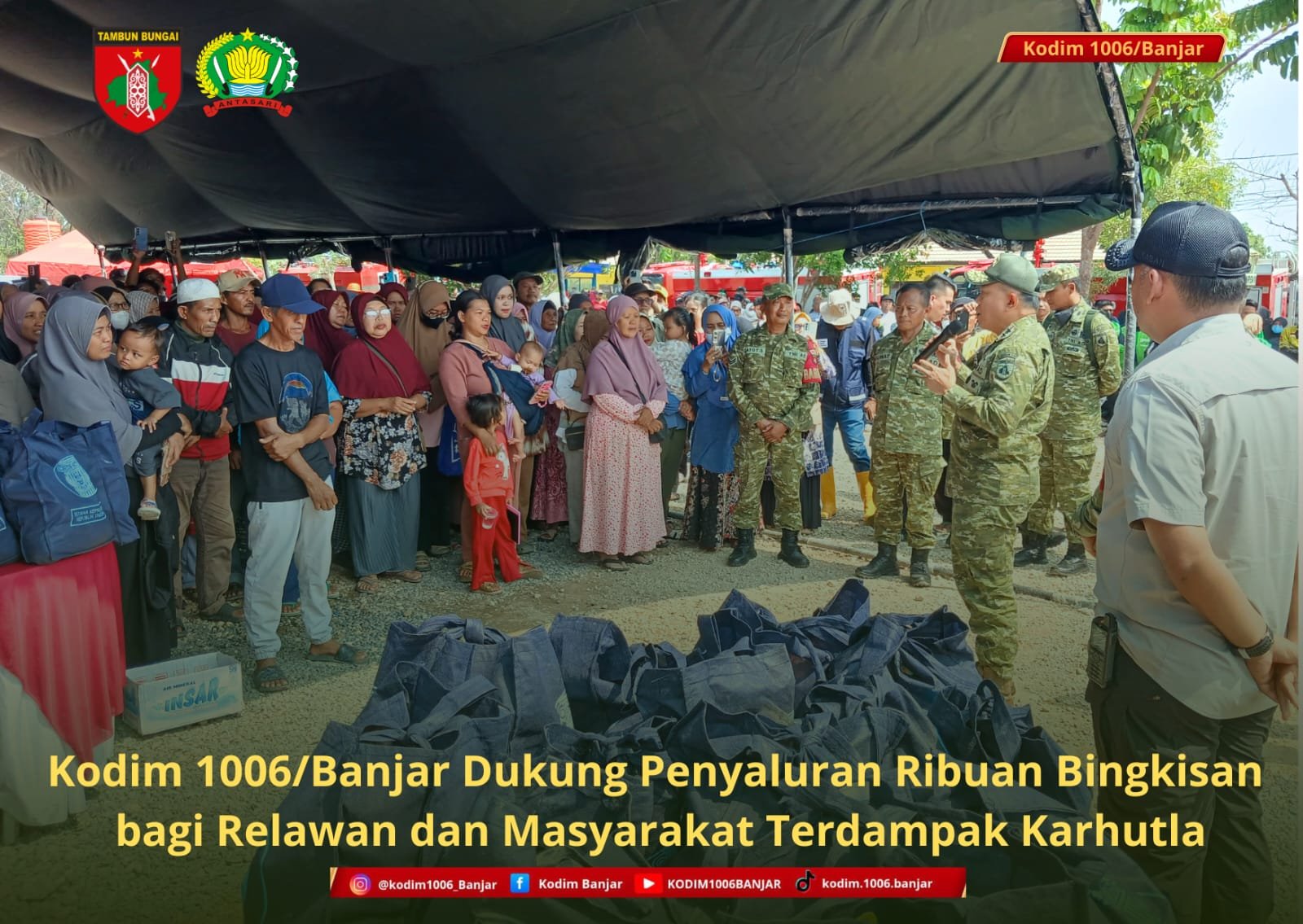 Kodim 1006/Banjar Dukung Penyaluran Ribuan Bingkisan bagi Relawan dan Masyarakat Terdampak Karhutla